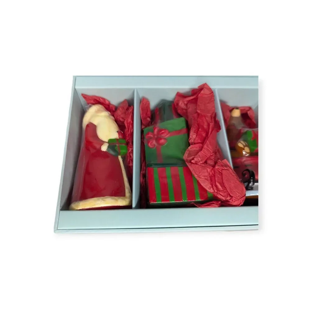 The White Barn Candle Co North Pole Figural Candle Trio-Santa, Presents, Snowman
